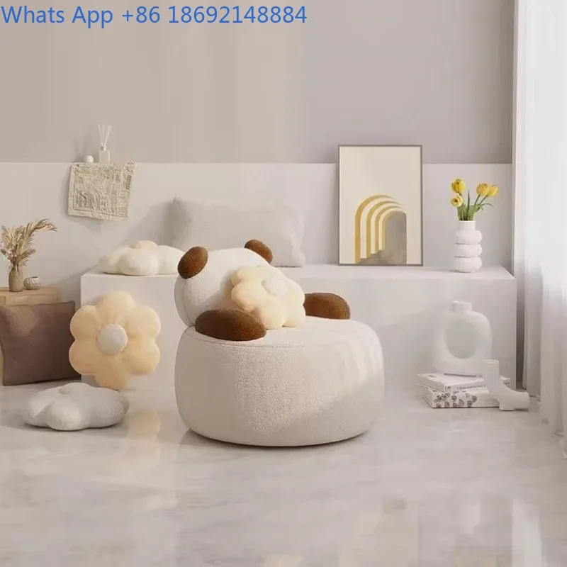 Detachable Washable Bear Living Room Chair Animal Balcony Leisure Chair Light Luxury Creative Lamb Wool Chair