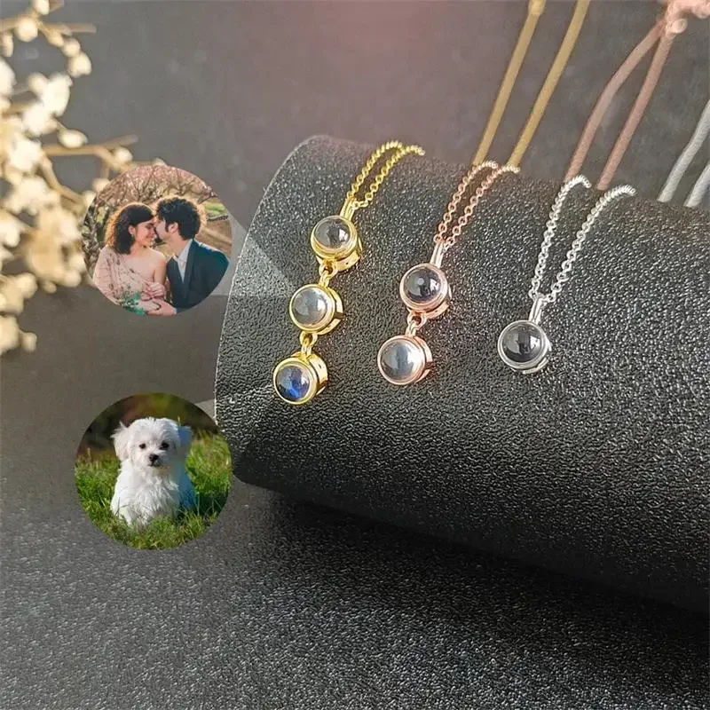 

Personalized Customized Projection Necklace With Multiple Photos Projection Bead Necklace Anniversary Commemorative Jewelry Gift