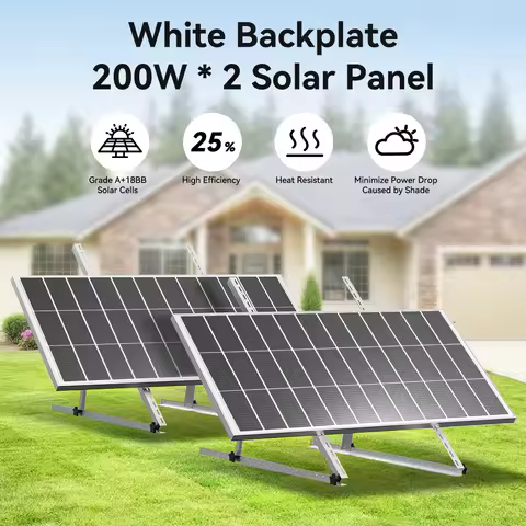 Rvpozwer 400W/200W Solar Panel 12V Monocrystalline Solar Panel 18BB Cells High Efficiency Module RV Marine Boat Caravan Off Grid