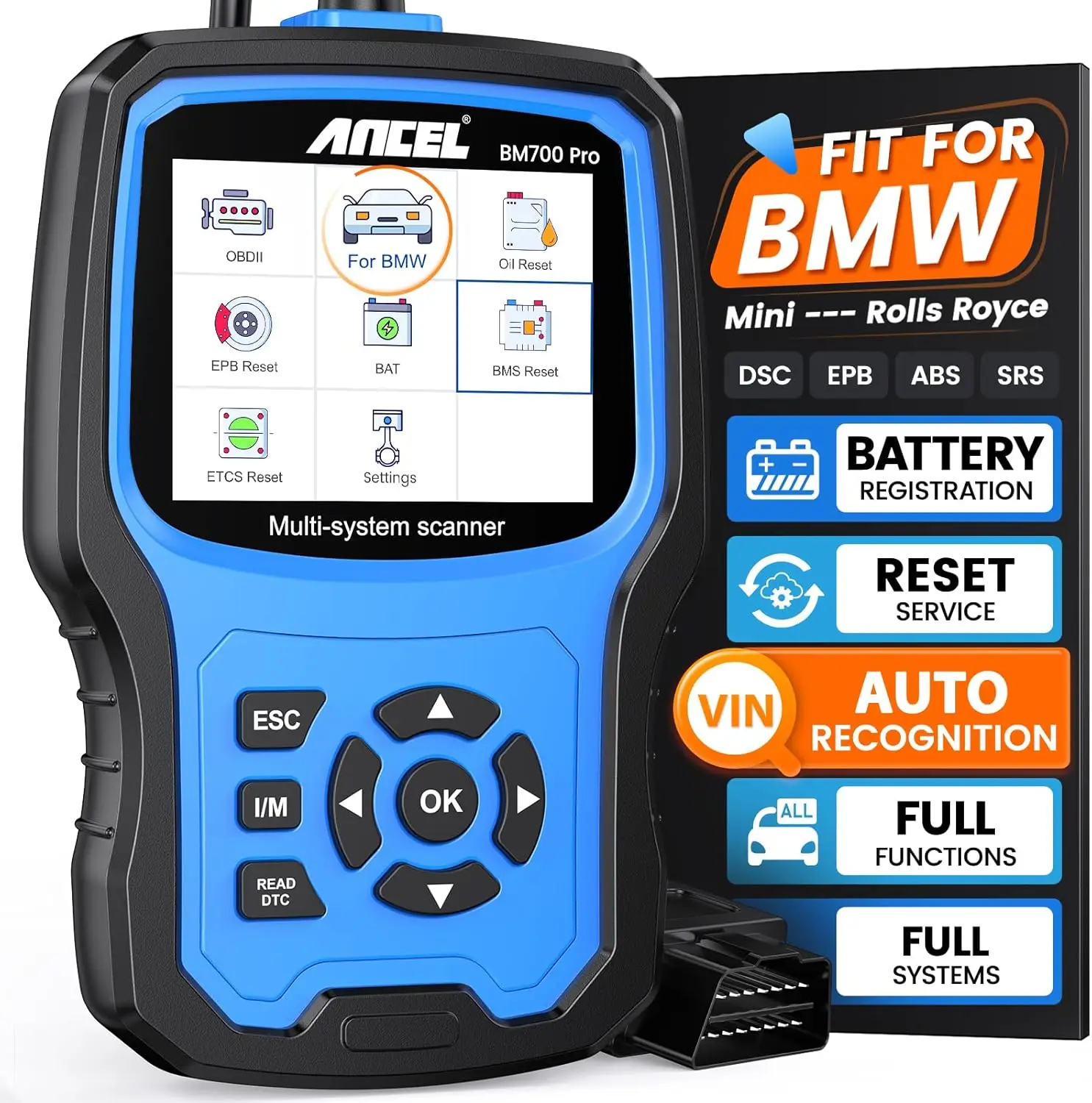 ANCEL BM700 PRO OBD2 Automotive Scanner for BMW/MINI All System EPB SAS TPMS BMS Oil Reset Code Reader Car Diagnostic Scan Tool