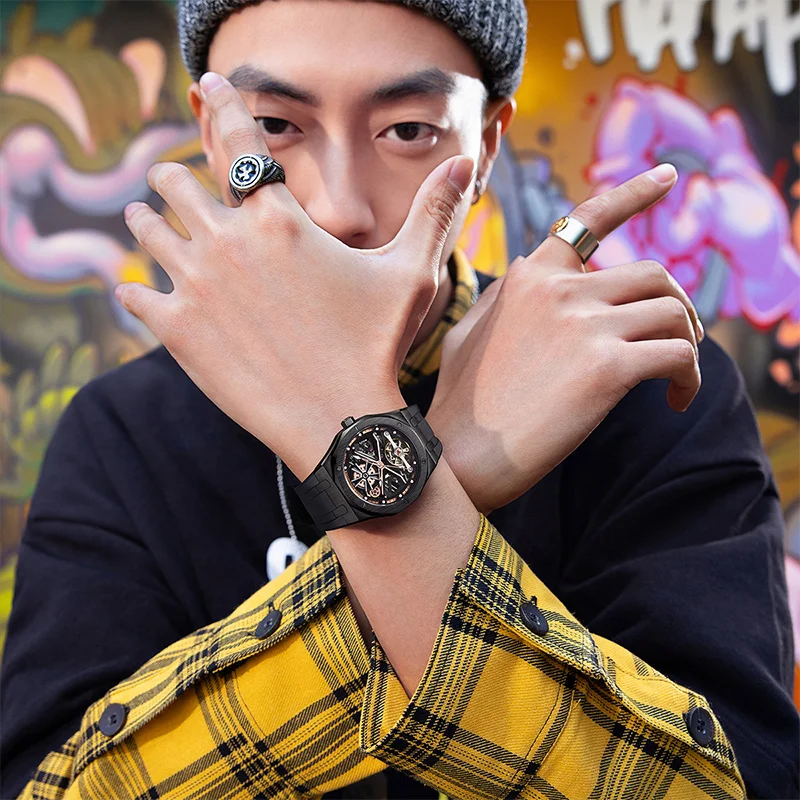 Mark Fairwhal 6400 automatisch herenhorloge mechanisch uurwerk skelet Tonneau waterdicht polshorloge luxe klok mechanisch horloge