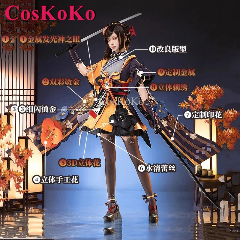 CosKoKo Chiori Cosplay Game Genshin Impact Costume Sweet Elegant Gorgrous Battle Uniform Halloween Party Role Play Clothing S-XL