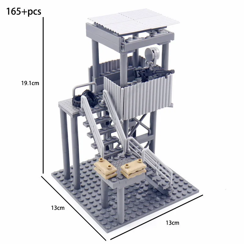 Juguetes para niños, torre de guardia militar, arma, Arsenal WW2, torre de sentinela, valla, bloques de construcción, montaje DIY, modelo de construcción, juego de ladrillos