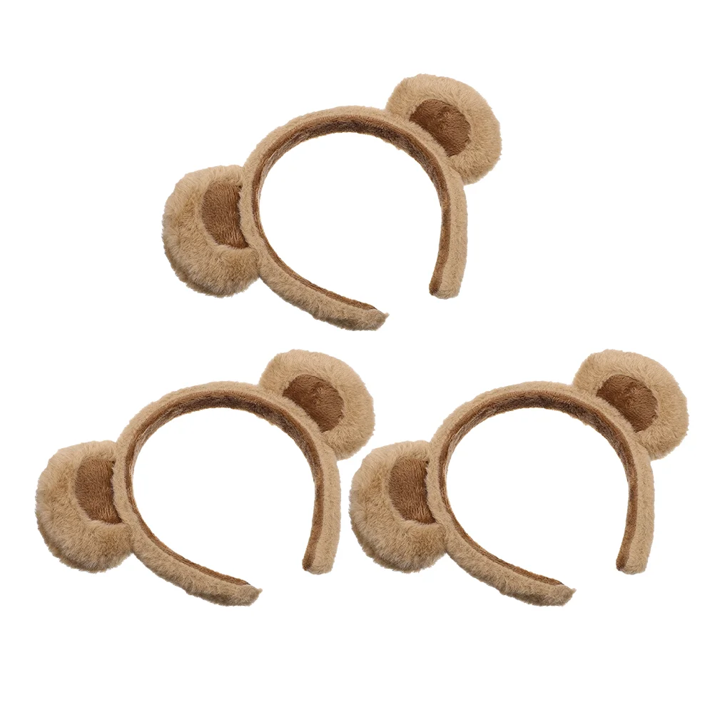 

3 Pcs Fluffy Headband Decor Bear Cute Plush Hair Accessories 3pcs (a Style Headband-brown) Hairband Baby