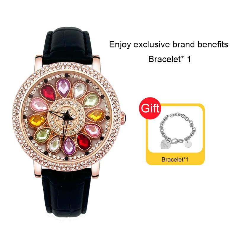 

Ladies revolve Watches Fashion Wrist Luxury Black Quartz Watch Clock Wrist Leather Watch For Women Gifts