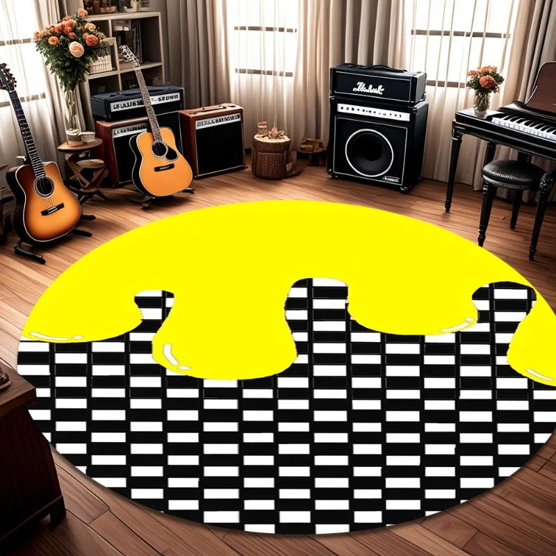 

Современный круглый ковер с геометрическим клетчатым узором, абстрактный дизайн, для гостиной и спальни, мягкий, нескользящий, круглый коврик