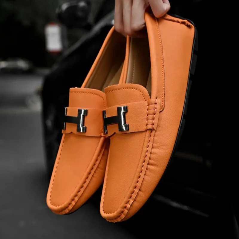 Men's Casual Fashion Genuine Leather Loafers Moccasins Slip-On Driving Shoes Male Flats Comfort Footwear