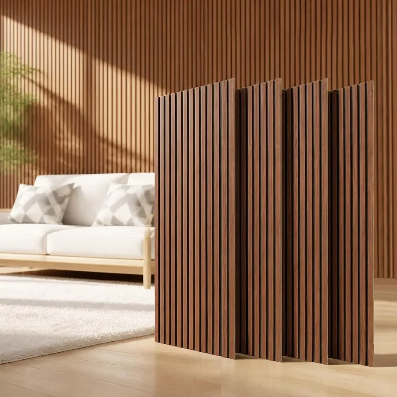 Decorative Wood Slat Acoustic Wall Panels 4 Pack 47.2x23.6 Modern Slatted Panels for Echo Reduction Interior Decor Stylish