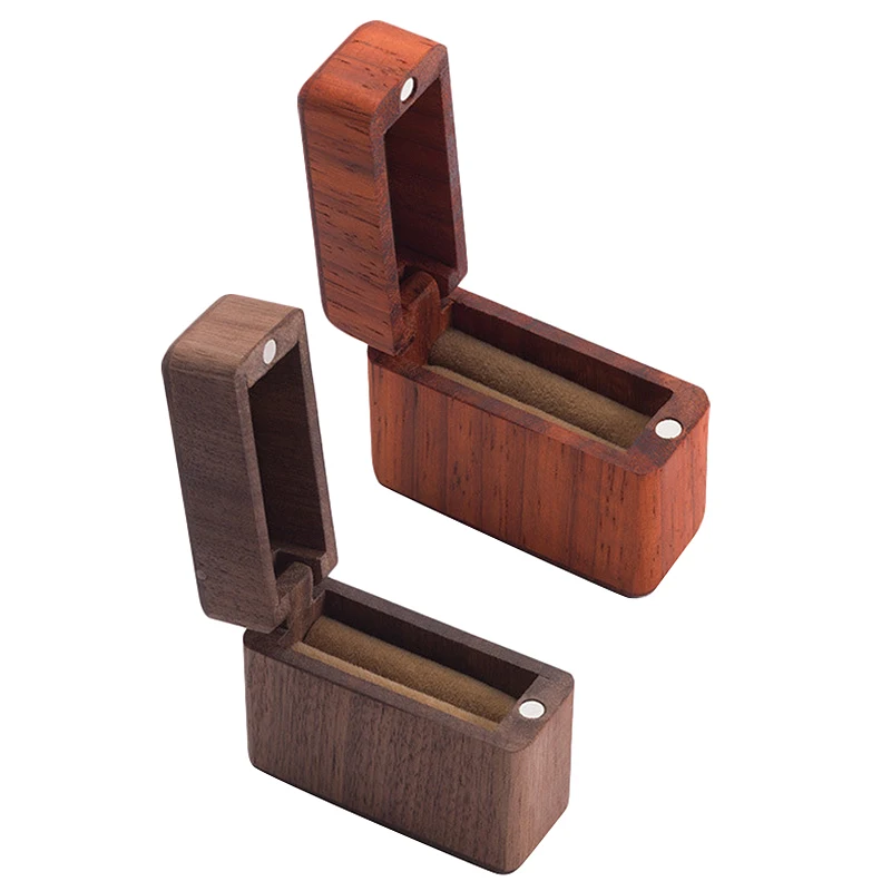 Pudełko na pierścionek zaręczynowa ręcznie robiona drewniane pudełko na pierścionek orzechowa pudełko na pierścionek palisandrowa pierścionek na prezent pudełko na pierścionek walentynkowa z magnesem przenośna