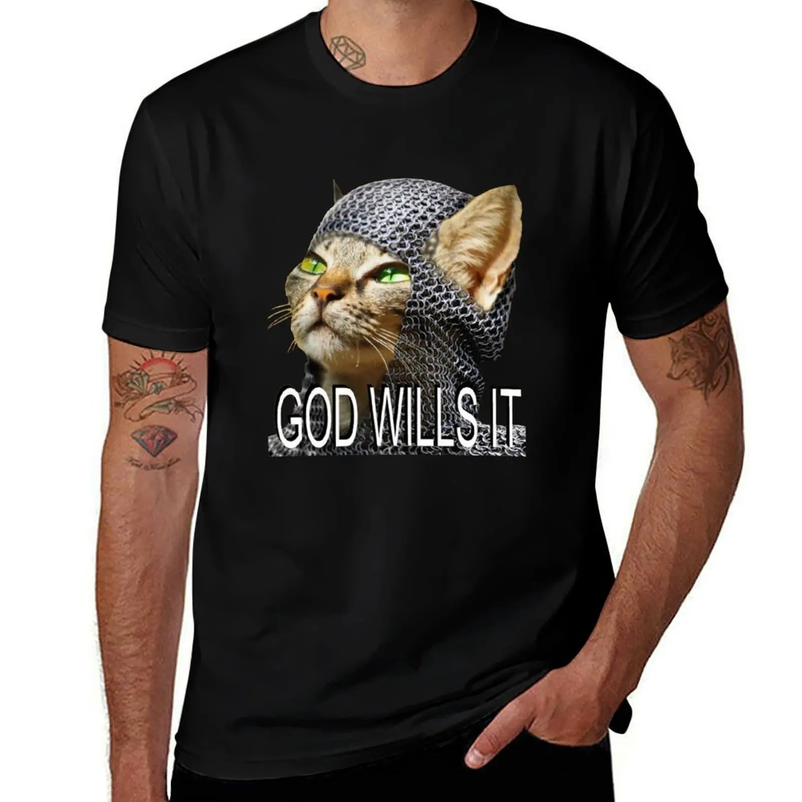 God wills it - Kitty Cat Crusader T-Shirt Trendy Casual Short Sleeve Shirt T-Shirt