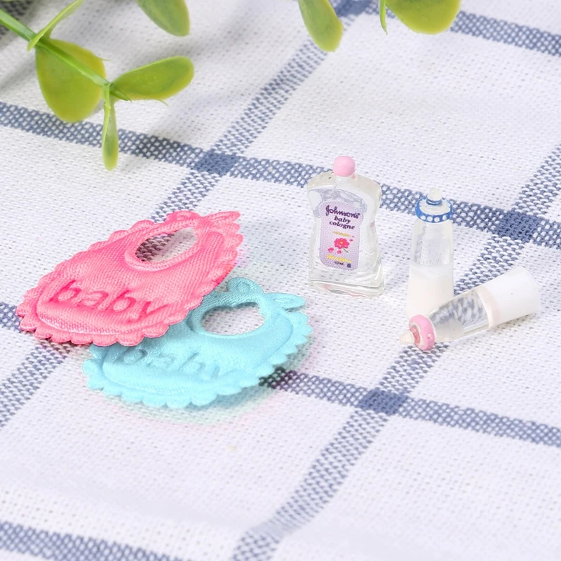 Dollhouse Accessory Decorative Model Scaled Shampoo Milk Bottle Bib Children Toy