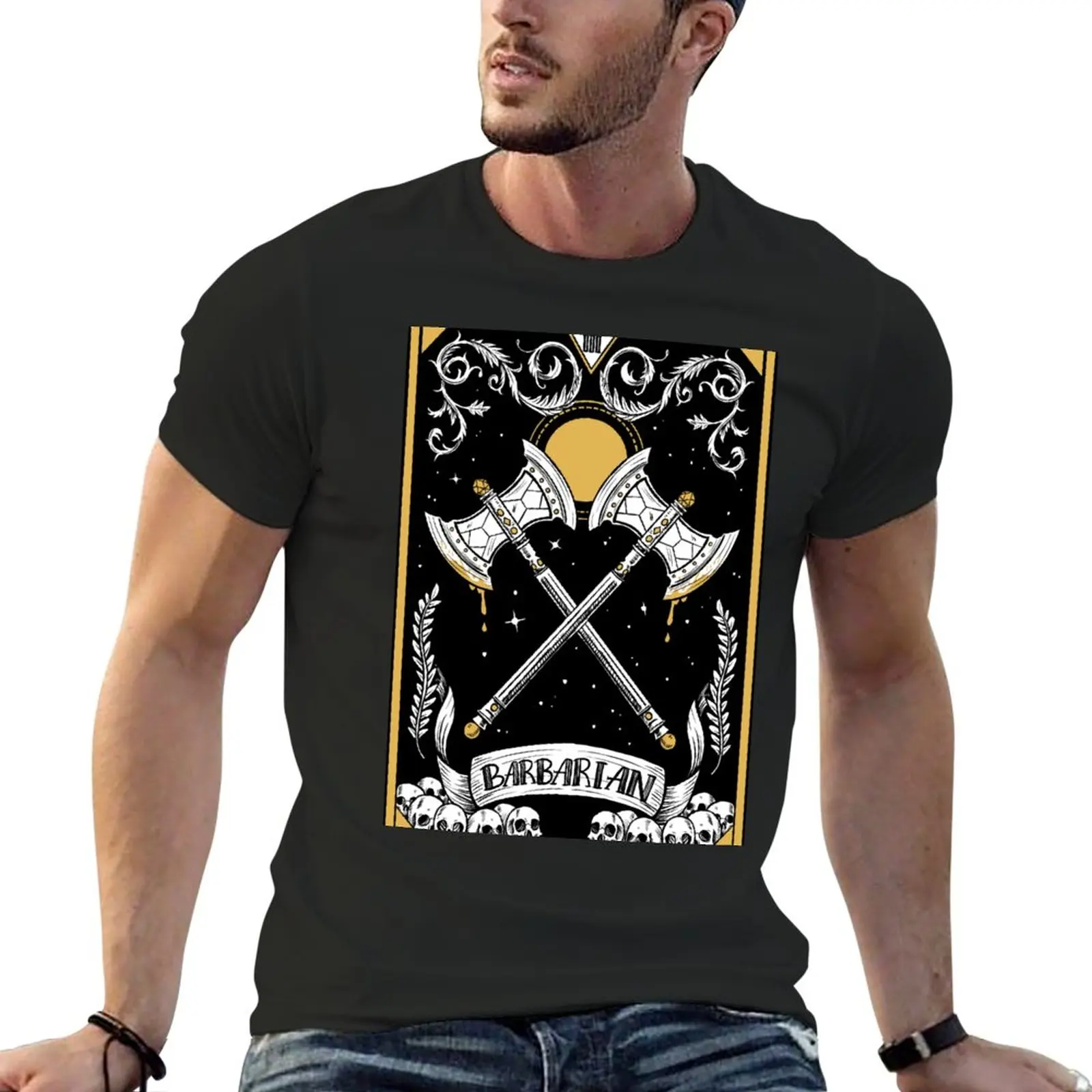 

New D&D Barbarian Tarot T-Shirt Oversized t-shirt graphic t shirt plain t-shirt quick drying t-shirt Men's t-shirt