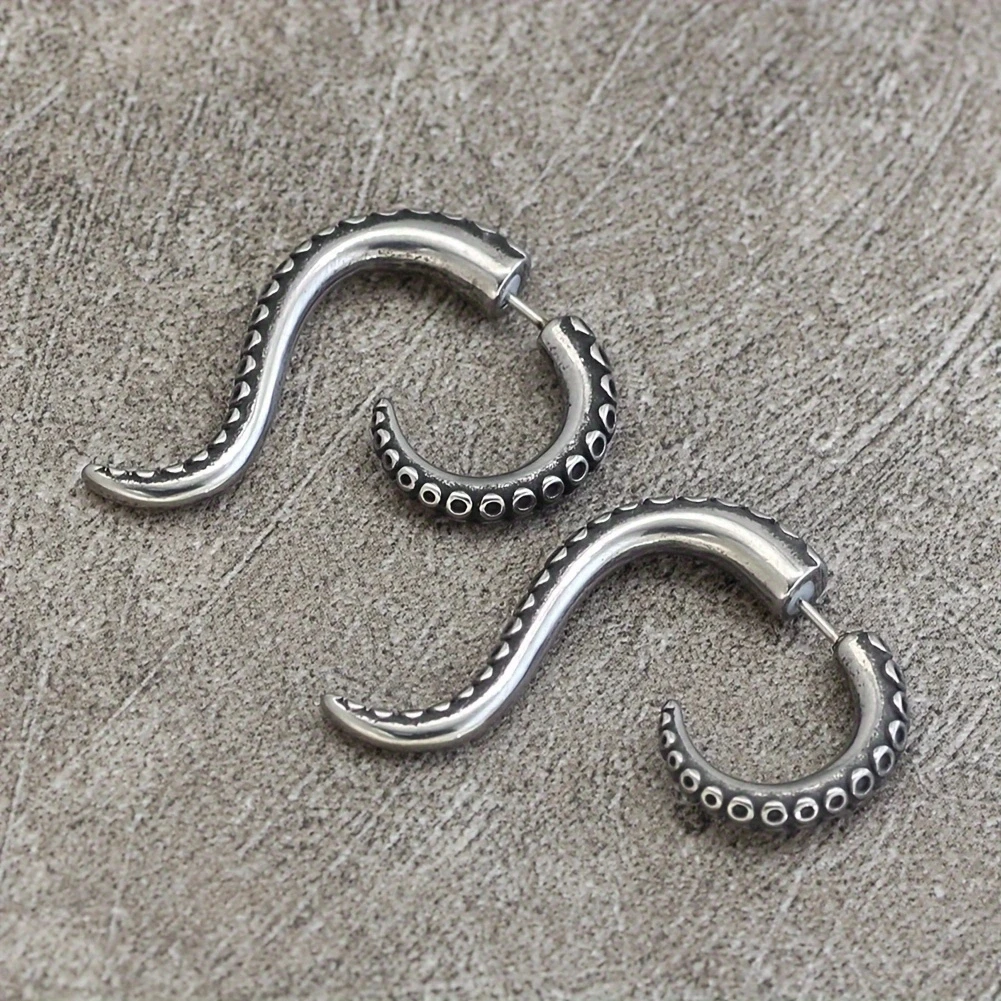 Gothic Octopus Tentacle Earrings for Women Personality Design Vintage Metal Sea Floor Men Stud Earrings Party Jewelry Gifts