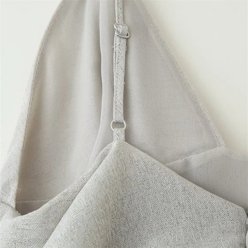 Keyanketian 2025 verão novo feminino em camadas babados decoração deslizamento vestido de férias vento com decote em v solto sem costas uma linha mini vestido