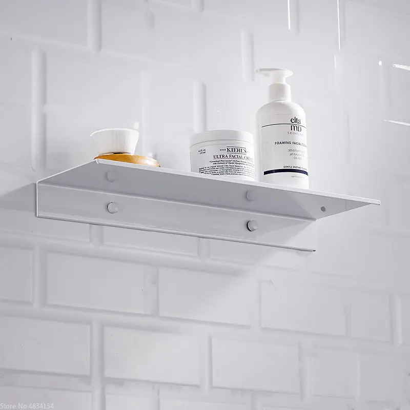 Shower Storage Rack Space Aluminum White Shelves Wall Shelf Hanging Board Ledge Bathroom Accessories Organizer Kitchen Holder