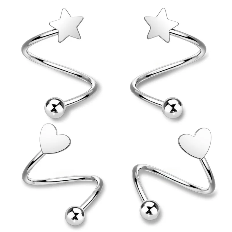 1pair Sweet Heart Climber Crawler Hoop Earrings Helix Twist Huggie Hoops Cuffs Cartilage Wrap Earring Piercing Fashion Jewelry