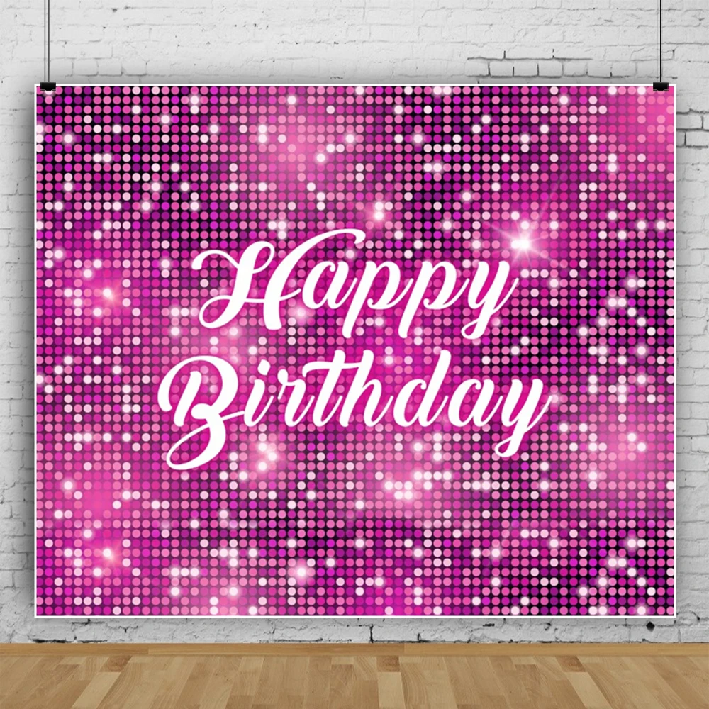 Glitter Sparkly Dance Music Prom Girl Happy Birthday Backdrops Party Banner Pink Black Silver Gold Shiny Dot Portrait Background