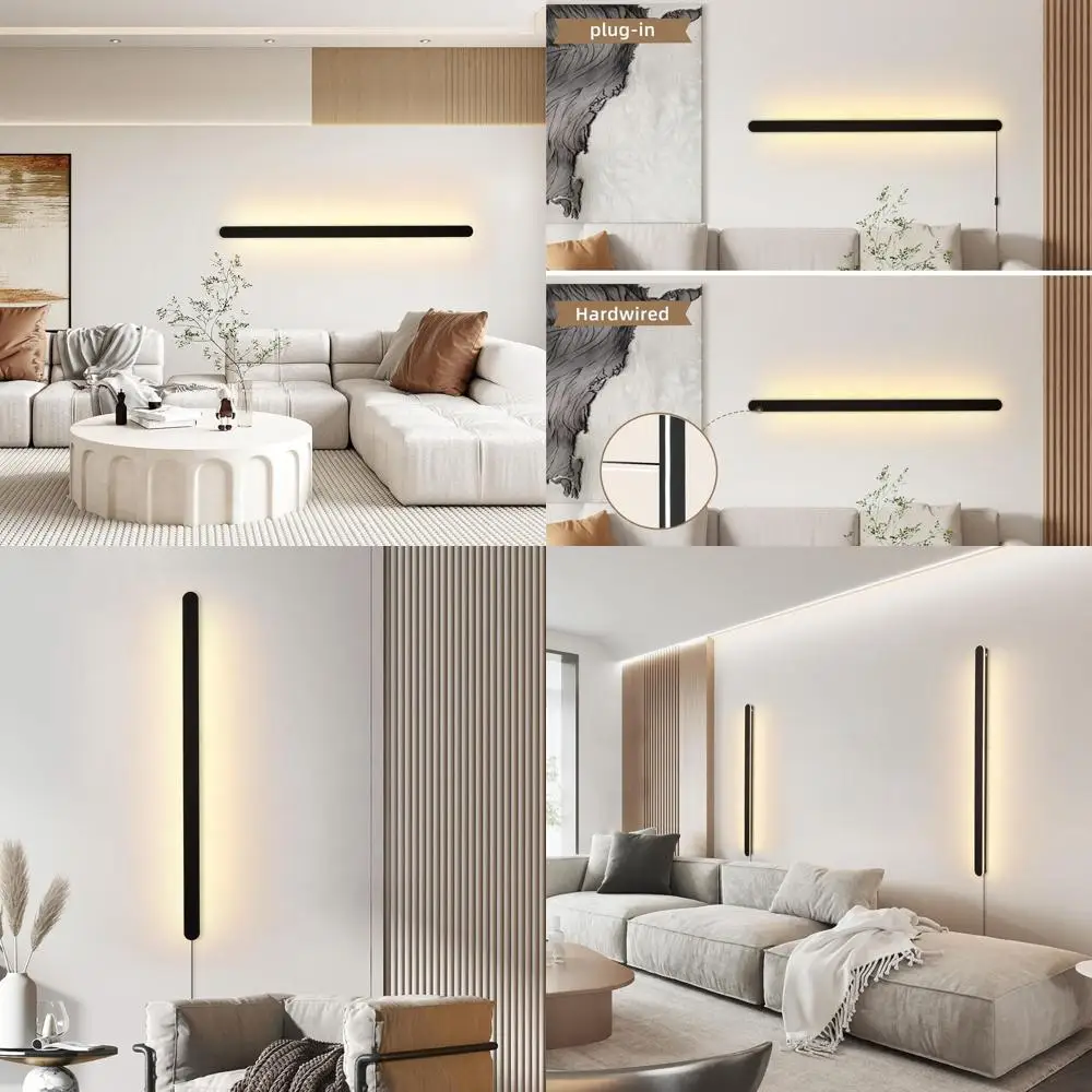 

39 матовых черных светодиодных настенных бра, теплый белый цвет 20 Вт, 3000 К, кабель 59, идеально подходит для домашнего интерьера