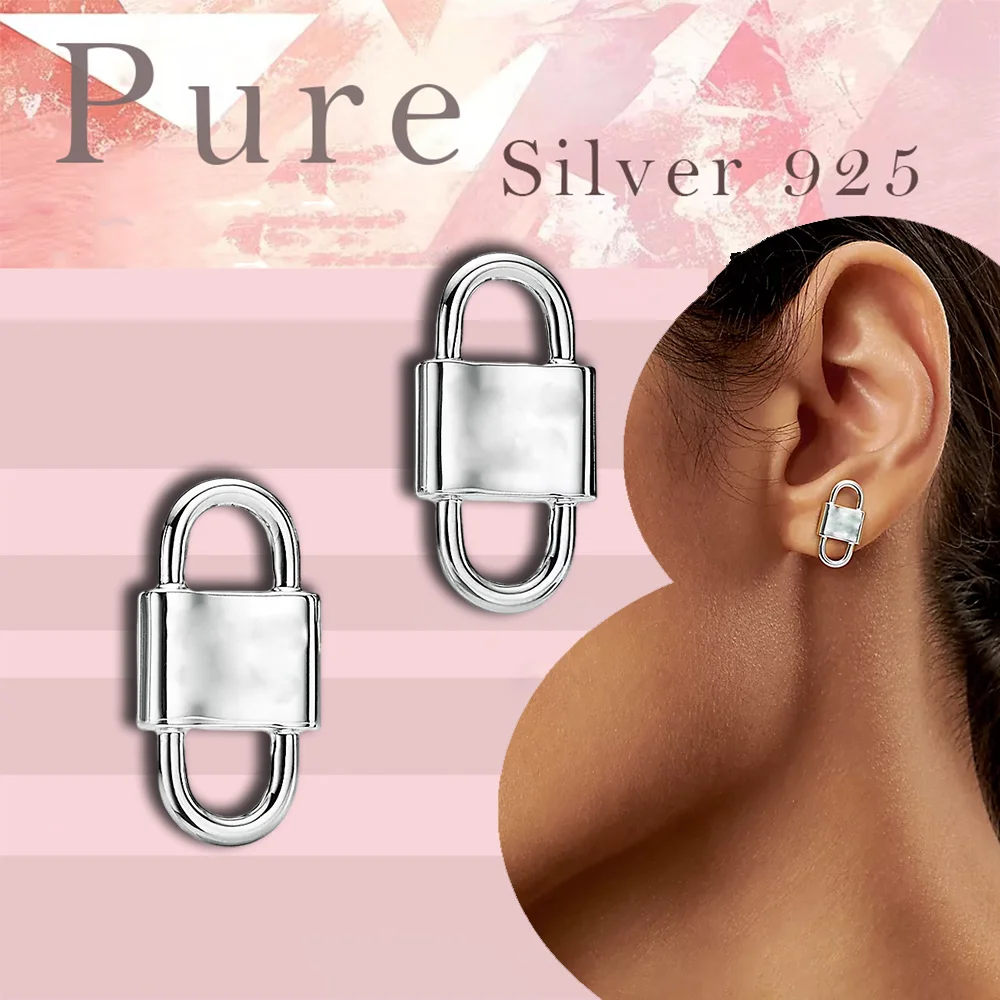 

Unique and niche design lock head pure silver ear studs S925 women's ear studs are the first choice for birthday gifts