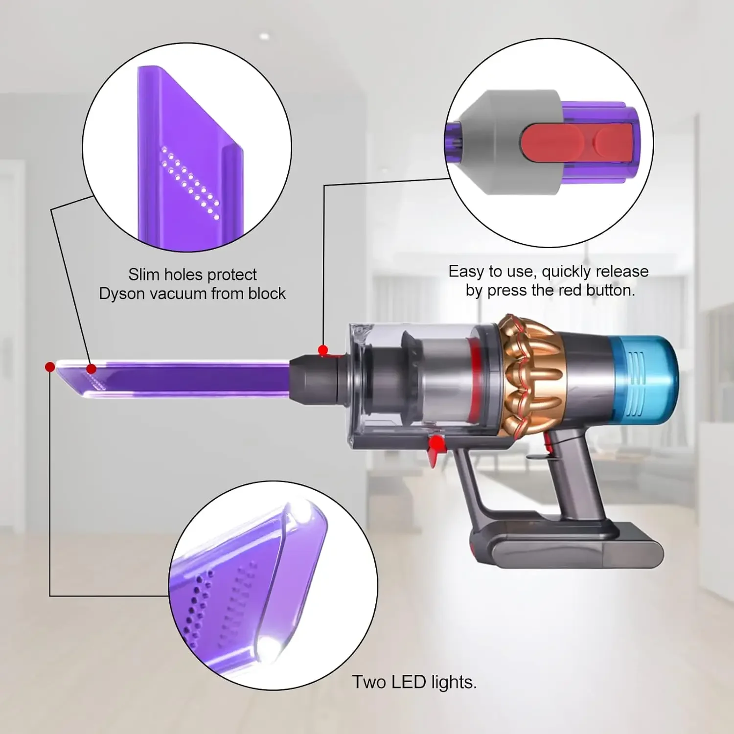 For Dyson V7 V8 V10 V11 V15 Light Pipe Crevice Tool Replacement Cordless Vacuum Cleaners Vacuum Crevice Tool Nozzle Attachment