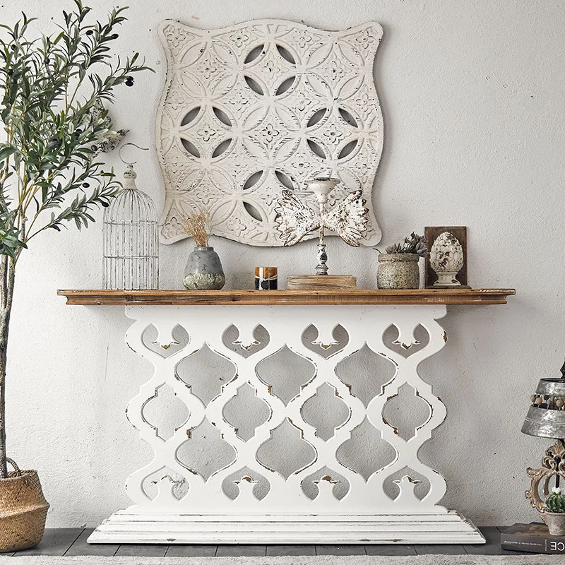 American retro entrance rack creative carving small entrance terrace old bar case B & B corridor side table decoration rack