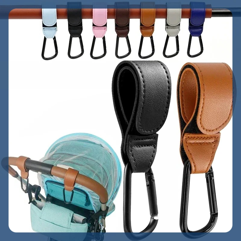 

2 шт., кожаные крючки для тележки, крючок для детской коляски, регулируемый крючок из искусственной кожи, органайзер, вешалка для сумки для подгузников, детские дорожные аксессуары