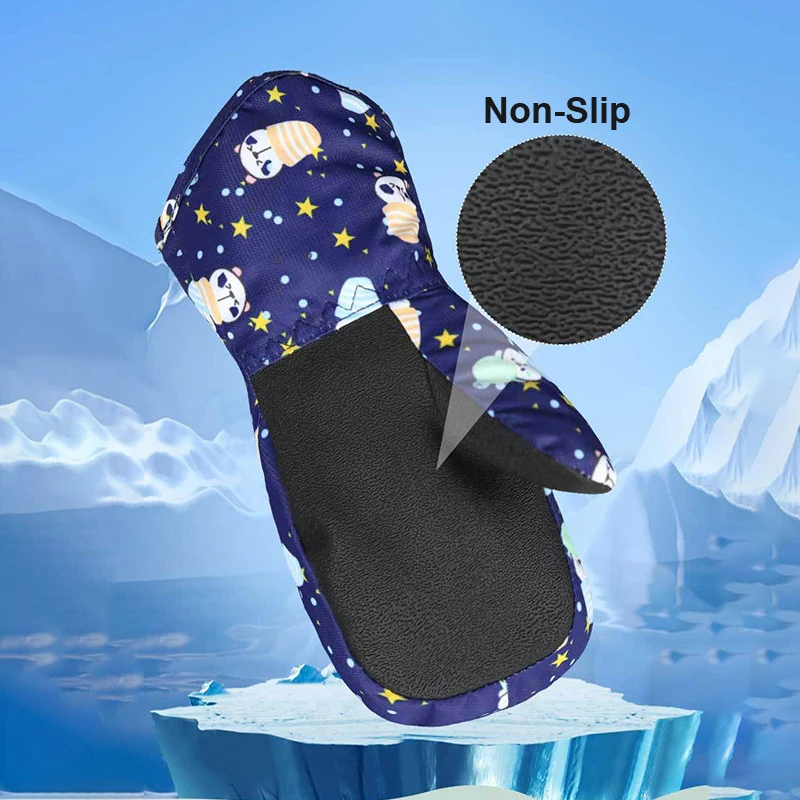 Cartoon Baby Winter Gloves Thicken Waterproof Kids Skiing Gloves Outdoor Warm Snow Children Mittens for Girls Boys 1-6Y