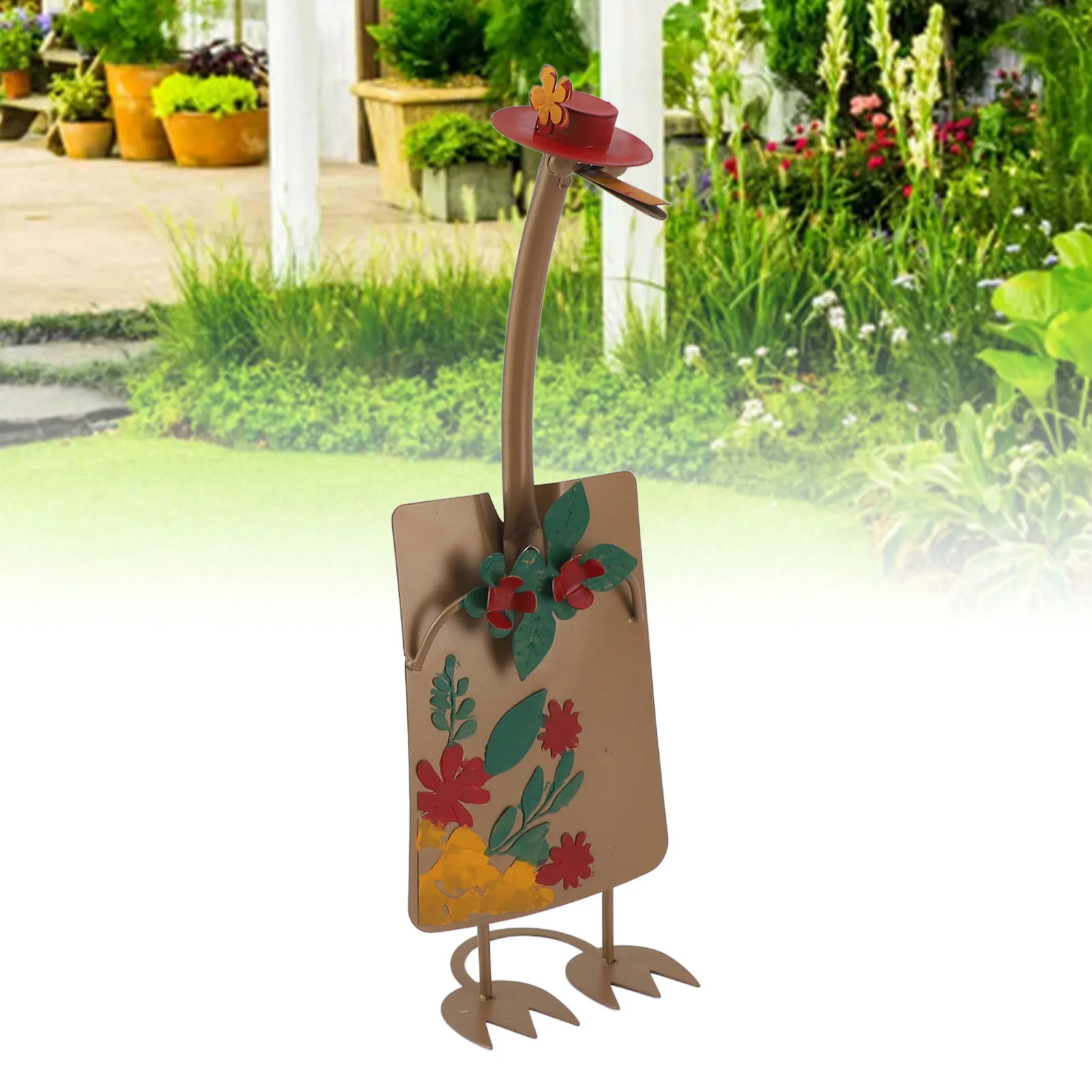 Couple Duck Shovels Ornaments Iron Art Exquisite Hand Painted Fun Innovative Outdoor Garden Duck Shovel Decoration