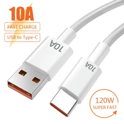 120W 10A USB Type C USB Cable Super Fast Charing Line for Xiaomi 14 Samsung S24 Ultra Huawei Quick Charge USB C Cables Data Cord