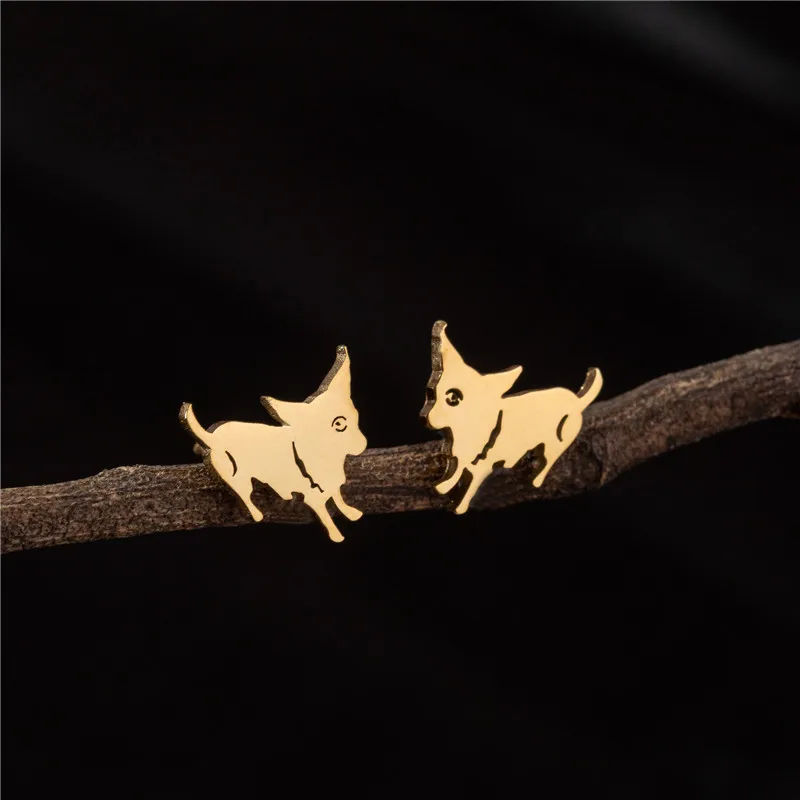 Lovely Chihuahua Dog Earrings for Women Stainless Steel Dachshunds Pet Earings Small Animal Jewelry Piercing Gift Wholesale