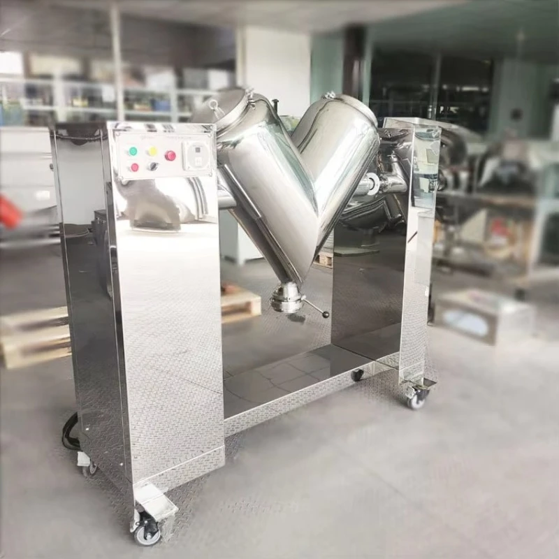 Mini Mezcladora de Polvo de Acero Inoxidable Tipo V de 100L para Proteínas, Especias y Alimentos, Máquina Mezcladora de Polvo Seco para Procesamiento de Alimentos