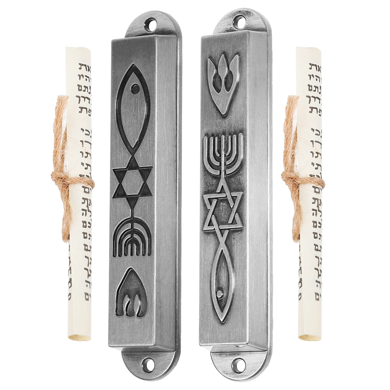  2 Pcs Gift Doorpost Judaica Mezuzah Metal Decor Decorations Catholic Prayer House Religious Craft Goal Scripture Adorn