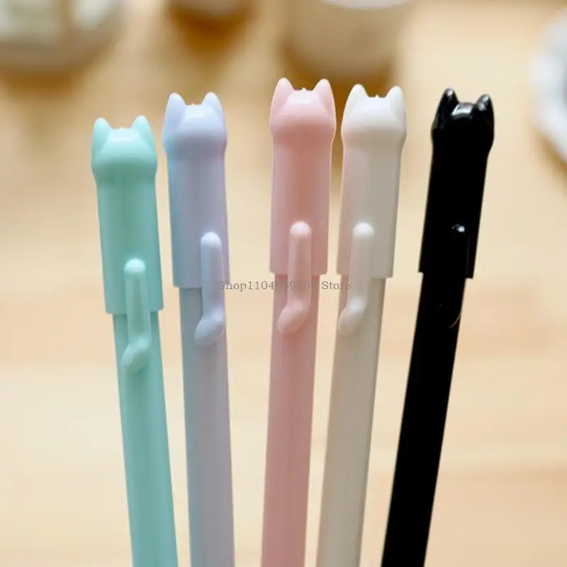 

6 шт., милые ручки для кошек, гелевые ручки 0,5 мм, черные шариковые ручки с чернилами, ручка для подписи, школьные канцелярские