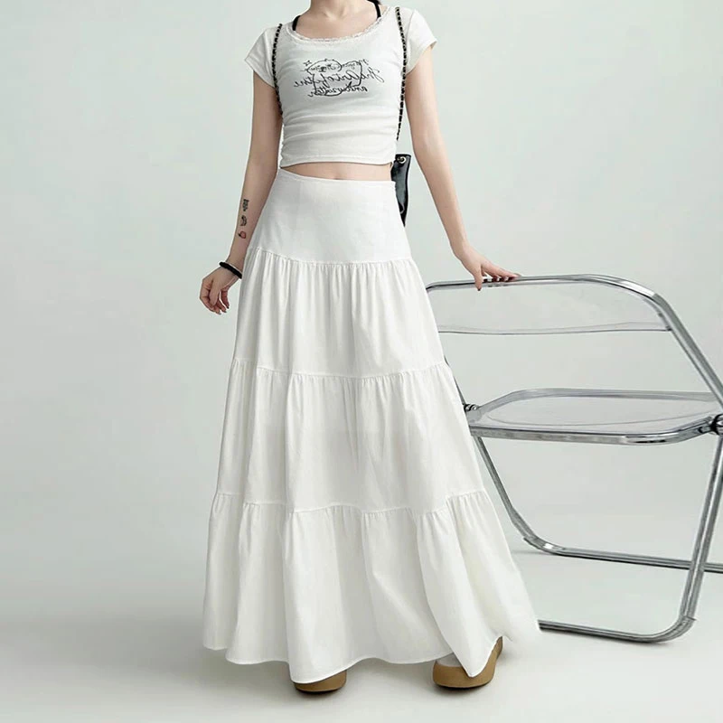 

Fashionable Sweet College Style High Waist Cake Long Skirt For Women