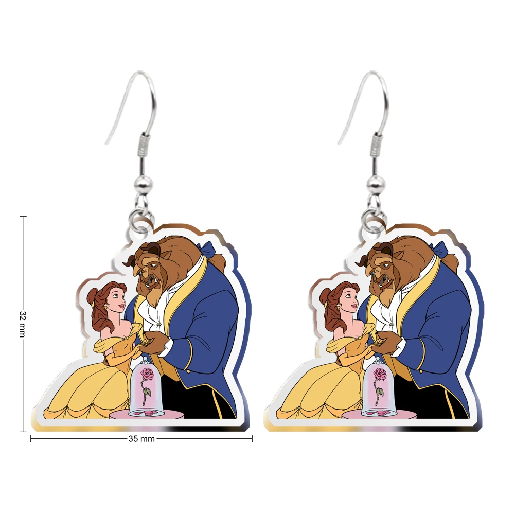 Disney la belle et la bête pendentif boucles d'oreilles Design boucles d'oreilles en acrylique Transparent femmes fille cadeaux bijoux accessoires