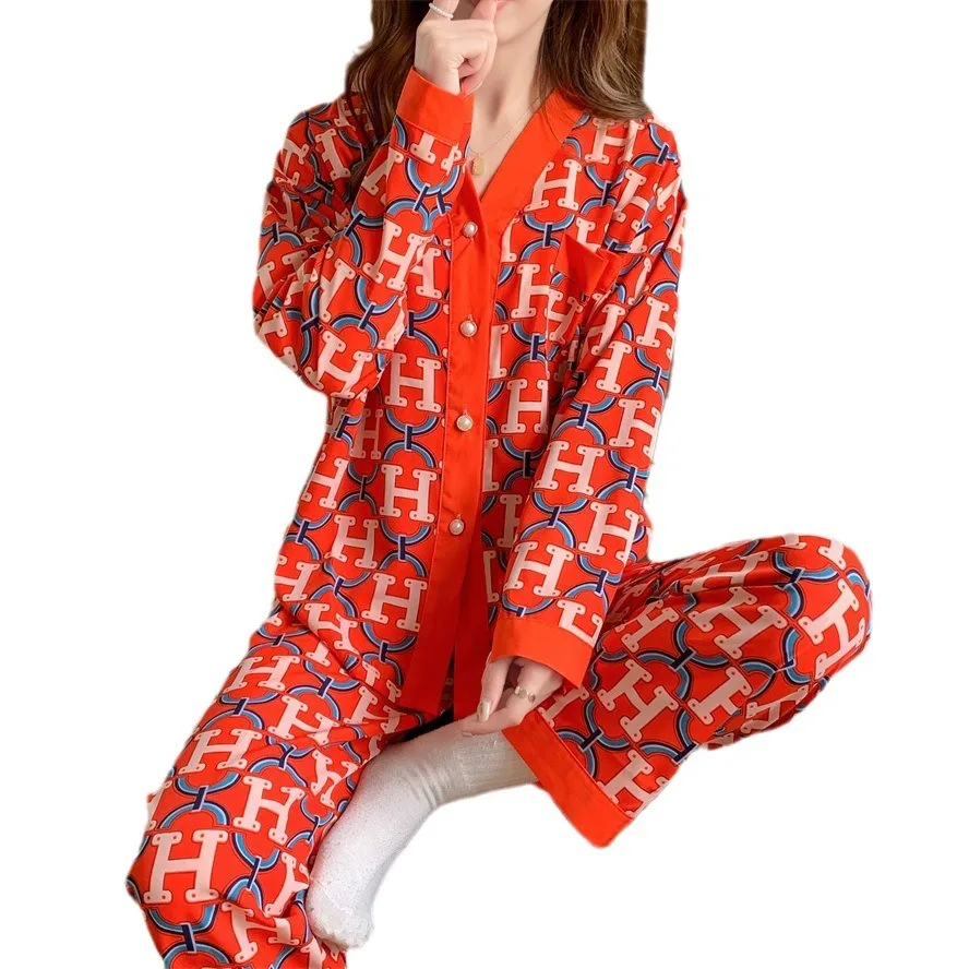 Women\'s Spring and Fall Pajamas Homewear Set Huar Mian Female Loose Large Size Cardigan Sweet Cartoon Homewear Women\'s Suit