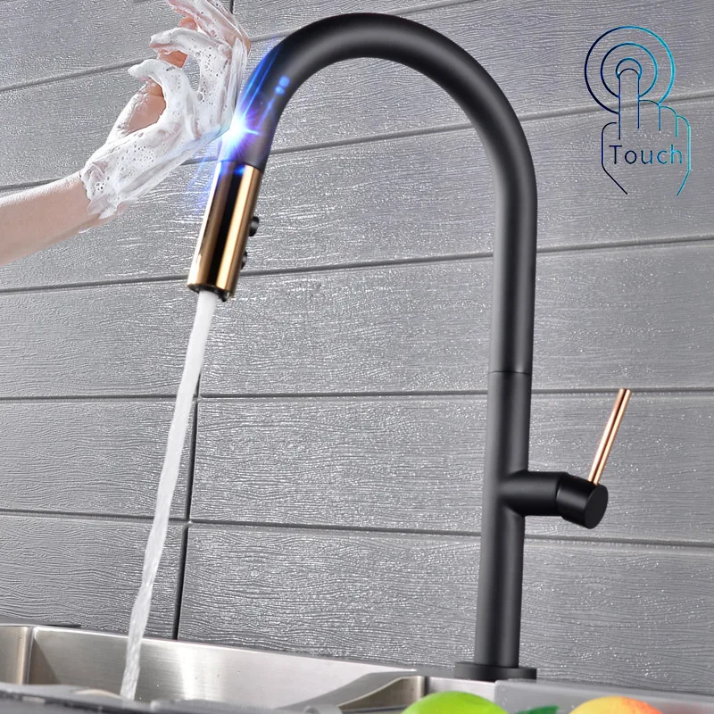 White Gold Touch Kitchen Mixer Tap Quality 304 Stainless Steel Pull Down Kitchen Faucet Smart Sensor Pull Out Kitchen Faucets