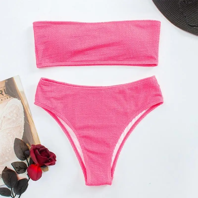 652F Ladies Color Split Swimsuit Color Brazilian Comfortable for Fresh Fashion Sexy Swimsuit Beachwear Gather Biki