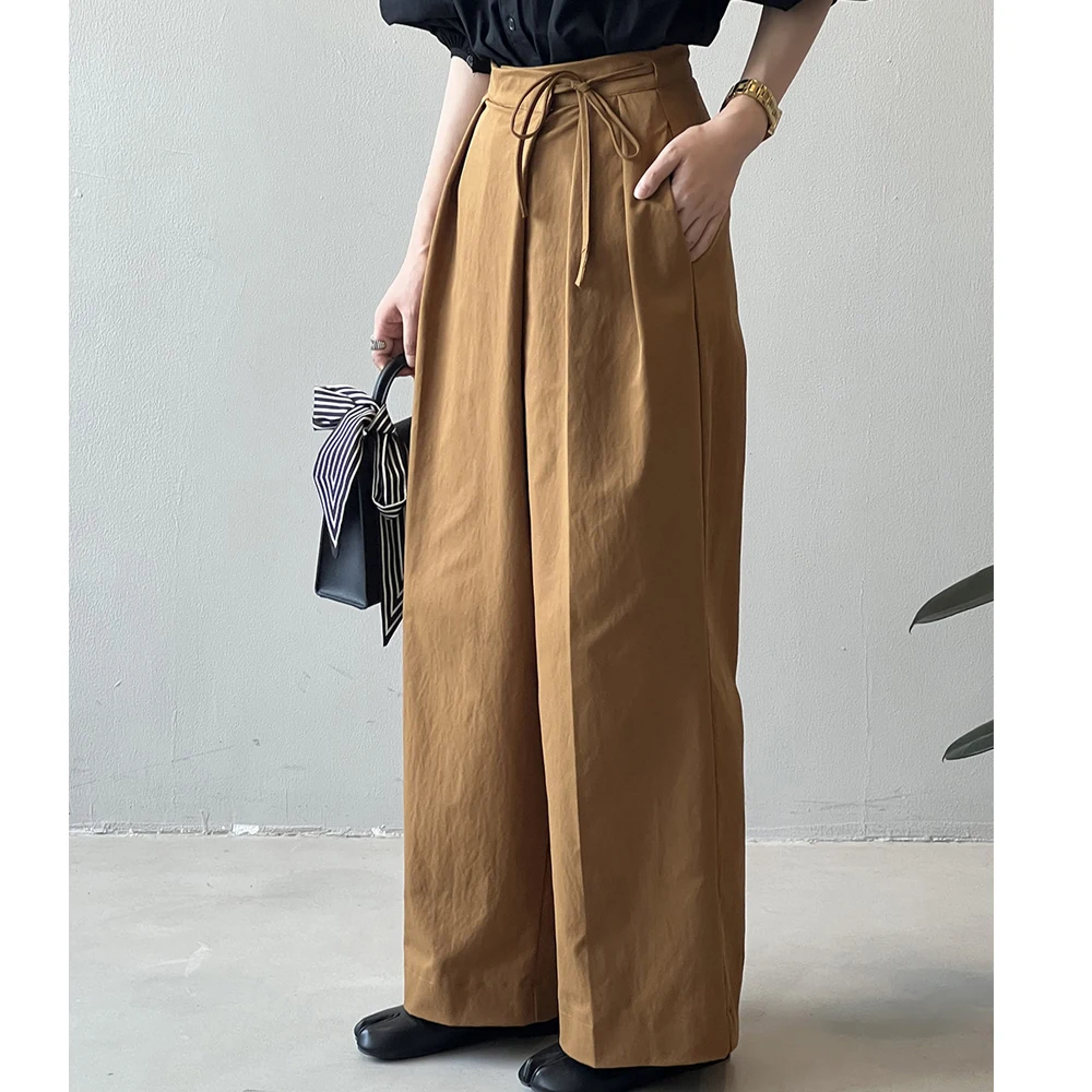 2026 Women Casual Wide Leg High Waist Pants Fashion Clothes Black Brown Pants Female Trousers