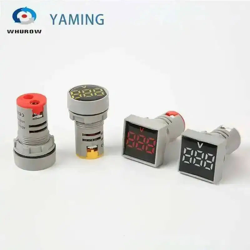 10pcs 22mm 60-500V AC Digital Voltmeter Volt Meter Red Green Yellow Blue White Mini LED Indicator Panel Light AD101-22VM