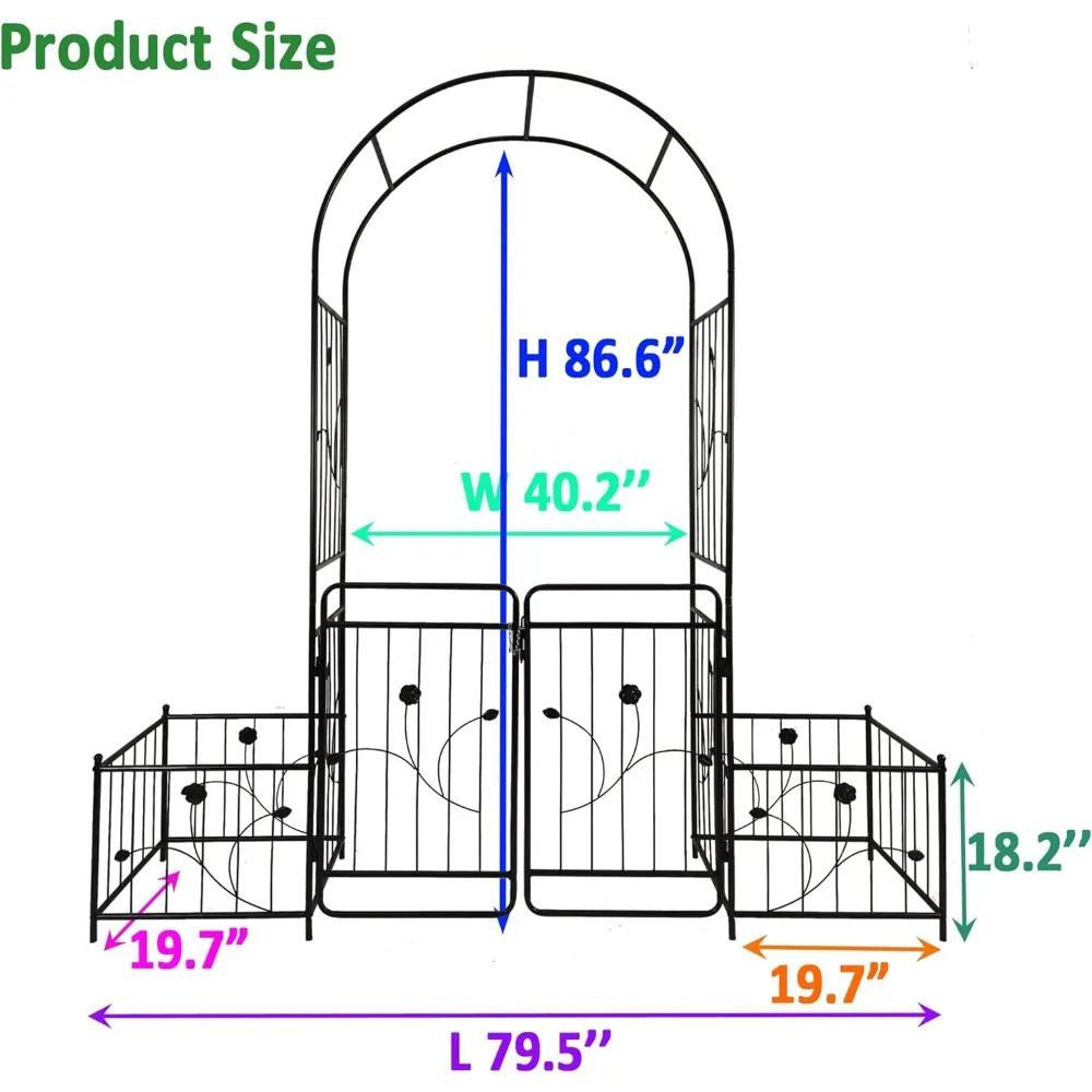 قوس معدني للحديقة مع بوابة وصندوق نباتي، مقاس 86.6 بوصة على شكل حرف H لتزيين حفلات الزفاف لتسلق الحديقة في الهواء الطلق