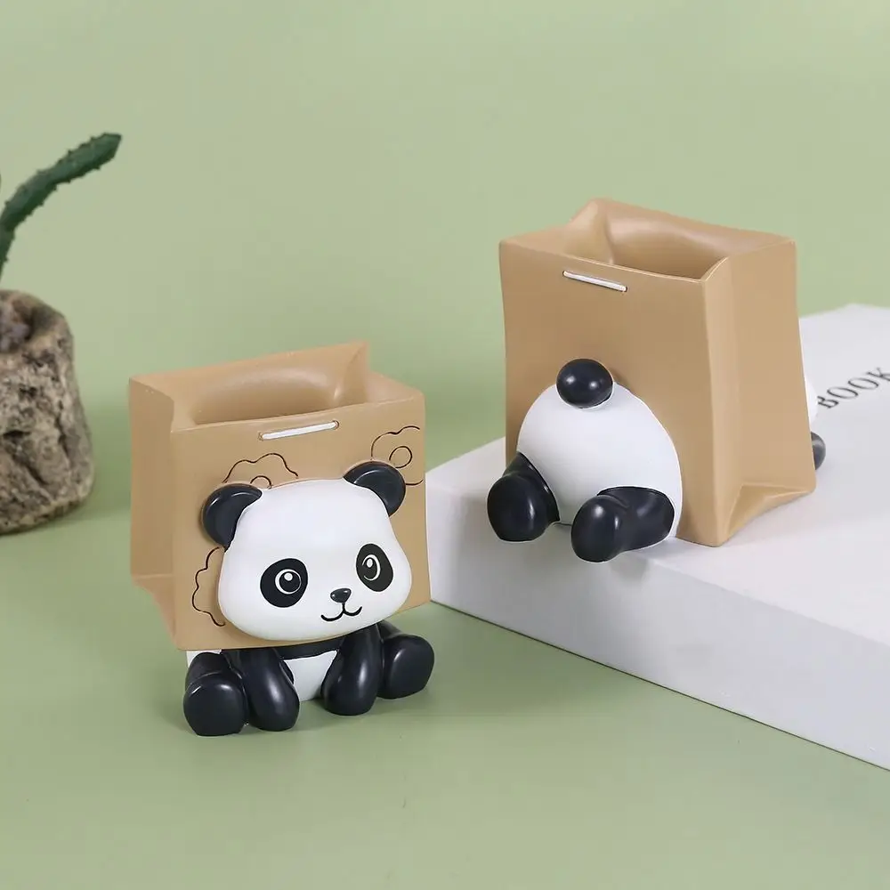 

Panda Pen Holder Container Desk Organizer Cartoon Pencil Pot Kawaii Multifunctional Desktop Ornaments Student Stationery