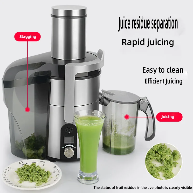 1200W Commercial Electric Juicer Powerful Large-caliber Juicer LCD Display 220V Full-automatic Fresh Fruit Large Original Juicer