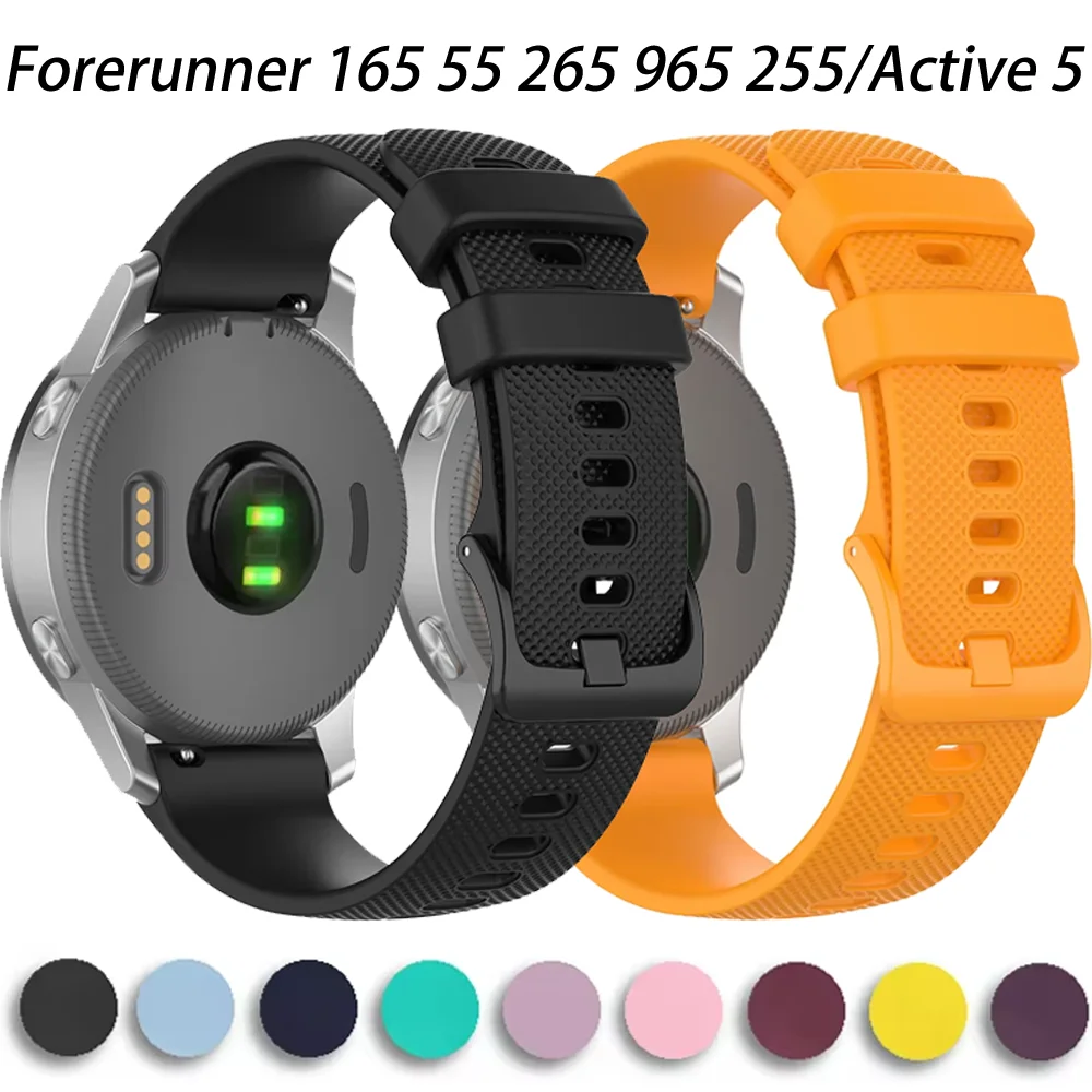 

20/22mm Silicone Strap for Garmin Forerunner 55 265 165 965 255/Active 5/Vivomove Trend/Venu3/2 Official Bracelet Wristband Belt