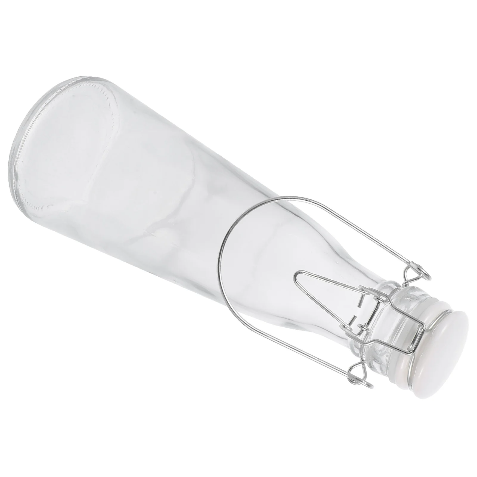 

500ML Drink Juice Container Milk Glass Bottle Glass Storage Bottle with Handle (Transparent, Random Color Cap)