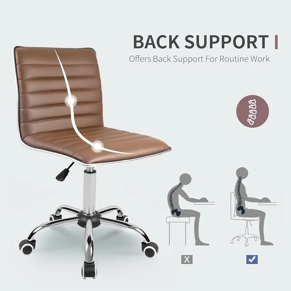 Office Chair Mid Ba Task Chair Adjustable Home Computer Executive Desk Chair With 360° Swivel (Brown)