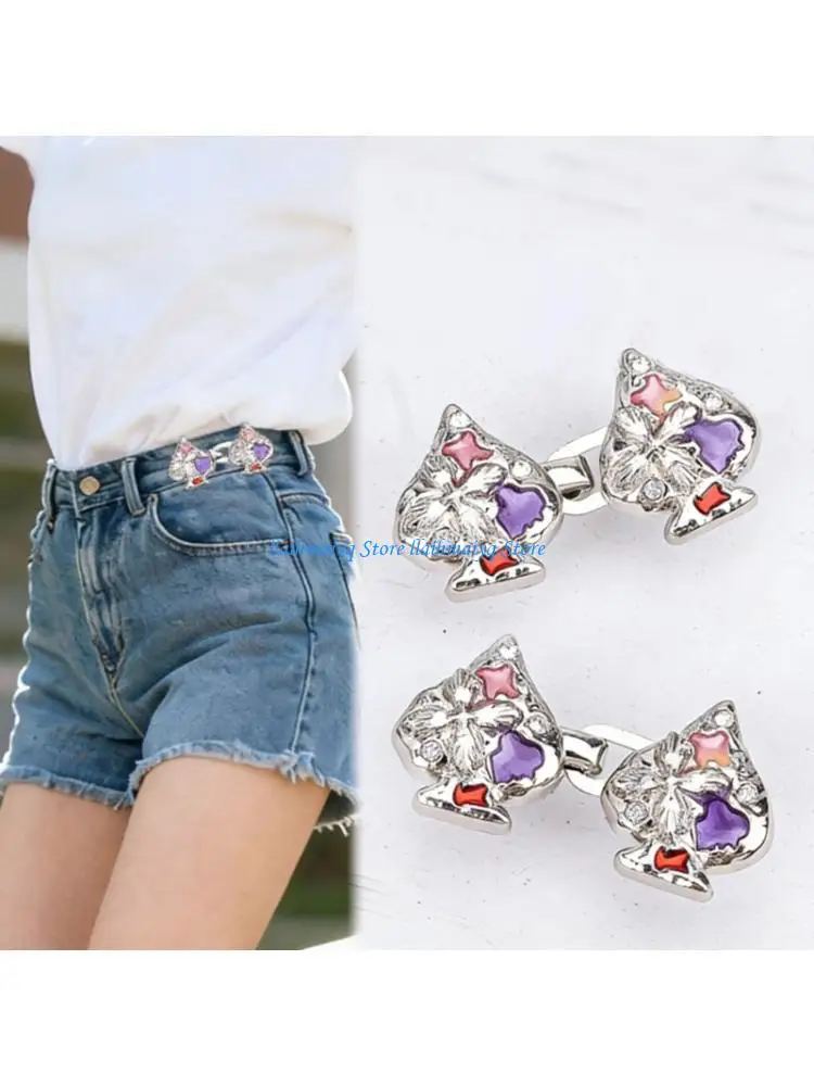 

573B Adjustable Heart Waist Tightener Detachable Tighten Waist Button No Sew Crafts