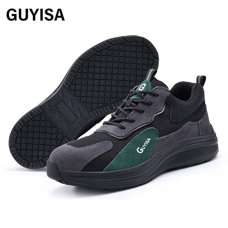 GUYISA Safety shoes man Steel toe Insulated 10KV Anti slip SRC Size 37-45 Black Anti scalding Anti smashing waterproof