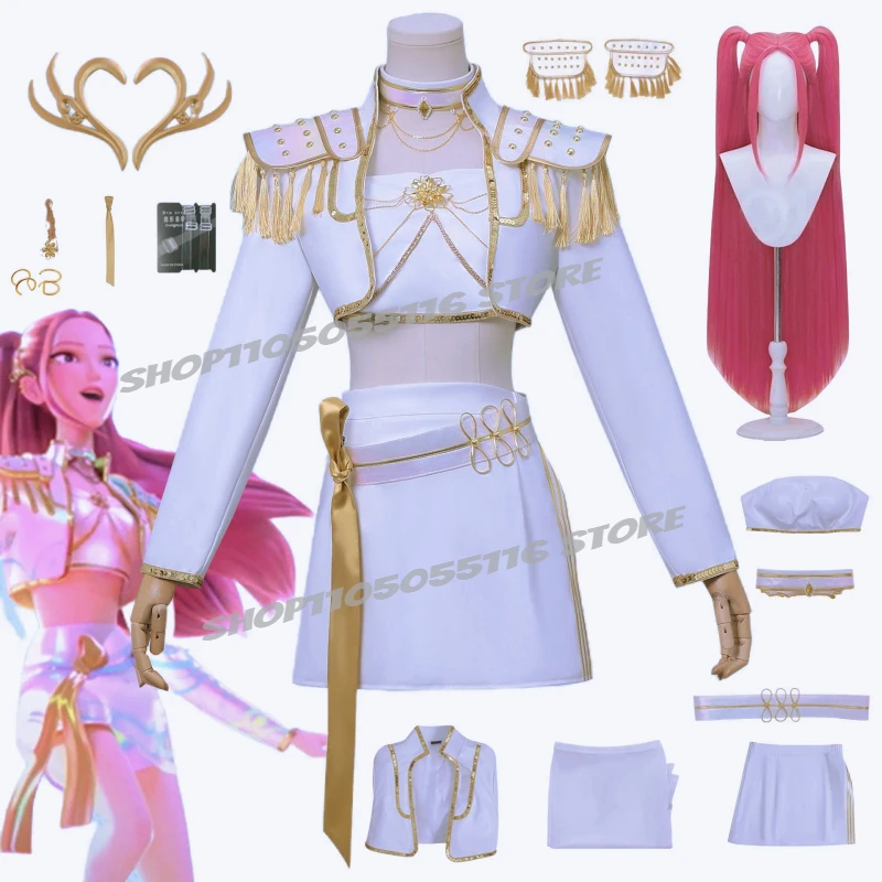 

Anime KPop Mira White PU Uniform Cosplay Costume Wig Woman Christmas Halloween Party Clothing
