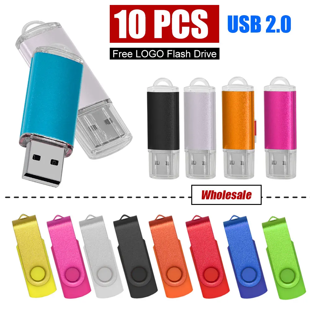 

10PCS/lot Metal USB Flash Pen Drive 4GB 8GB 16G Pendrive 32GB 64G Memory Stick Free Customized LOGO Real Capacity U Disk Cle Usb